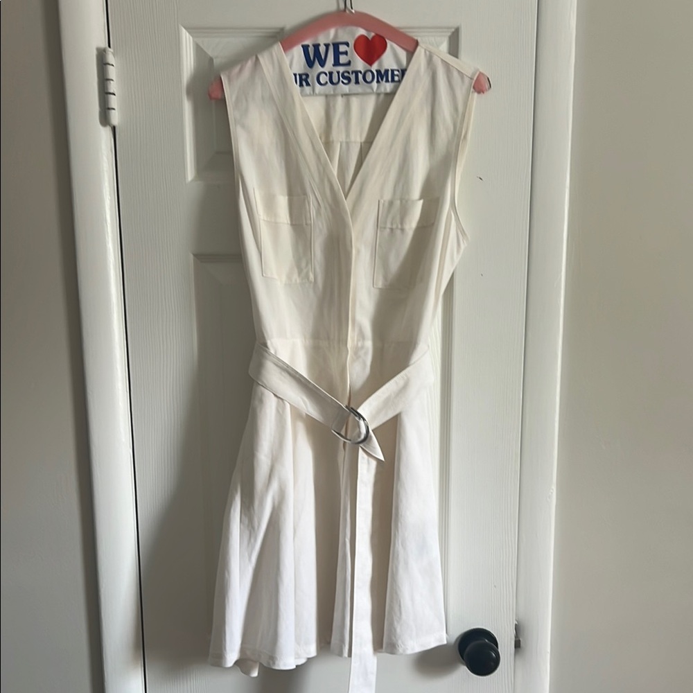 Club Monaco Cream Sleeveless Wrap Mini Dress Linen
